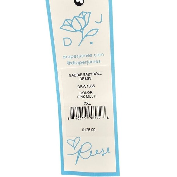 Draper James Womens XL Wanda 3/4 Sleeve Ruffle Front Dress in Navy Gingham - Picture 5 of 14